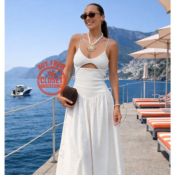 ZARA Blogger Fave Asymmetric Hem Midi Dress NWT Ecru - Picture 8 of 16